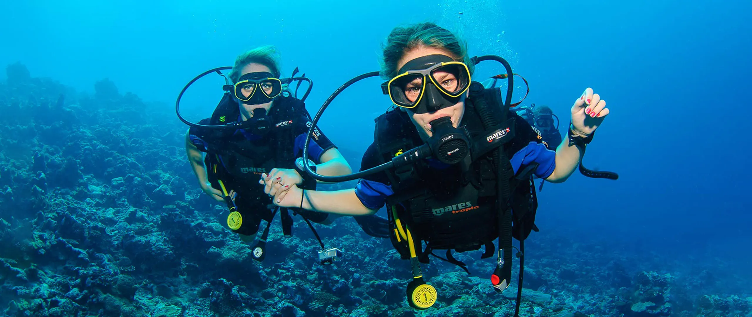 Try scuba diving underwater panorama